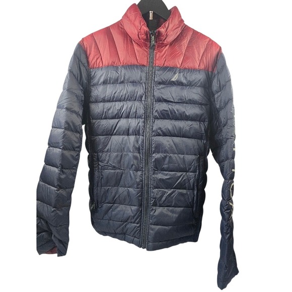 Nautica Other - Nautica Men Puffer Jacket Navy Burgundy Colorblock Lightweight reversible